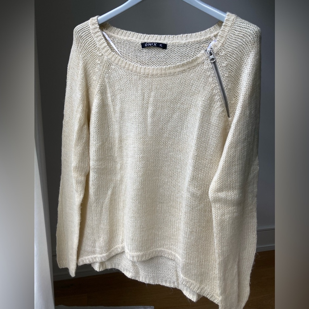 Oversized Cream Women's Crew Neck Sweater